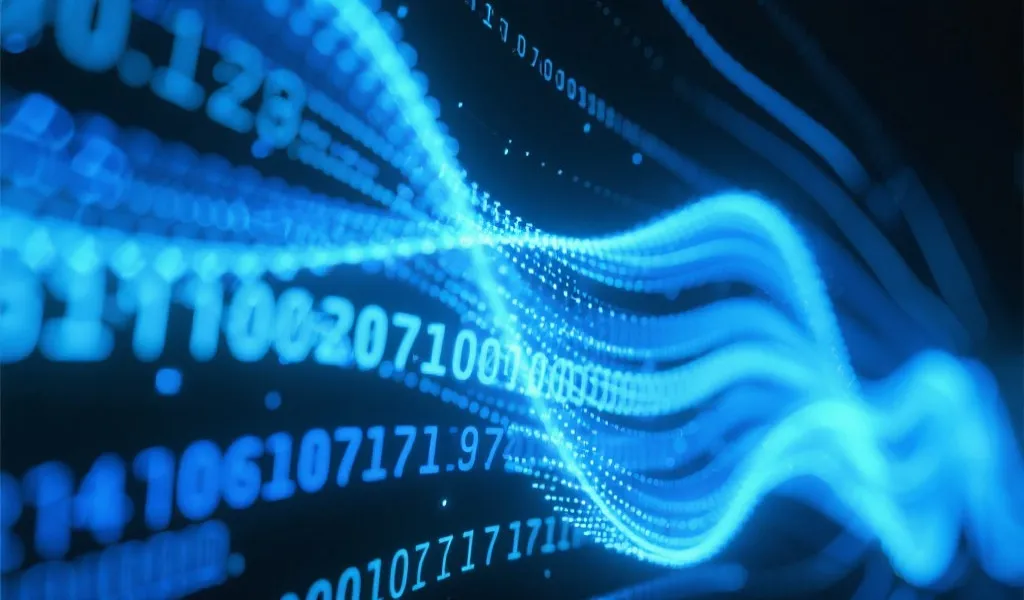 数据流动的抽象可视化,蓝色科技感背景